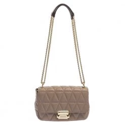 Michael Kors Beige Matelassé Leather Small Sloan Shoulder Bag For Women