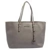 Michael Kors Grey Saffiano Leather Large Jet Set Middle Zip Tote For Women