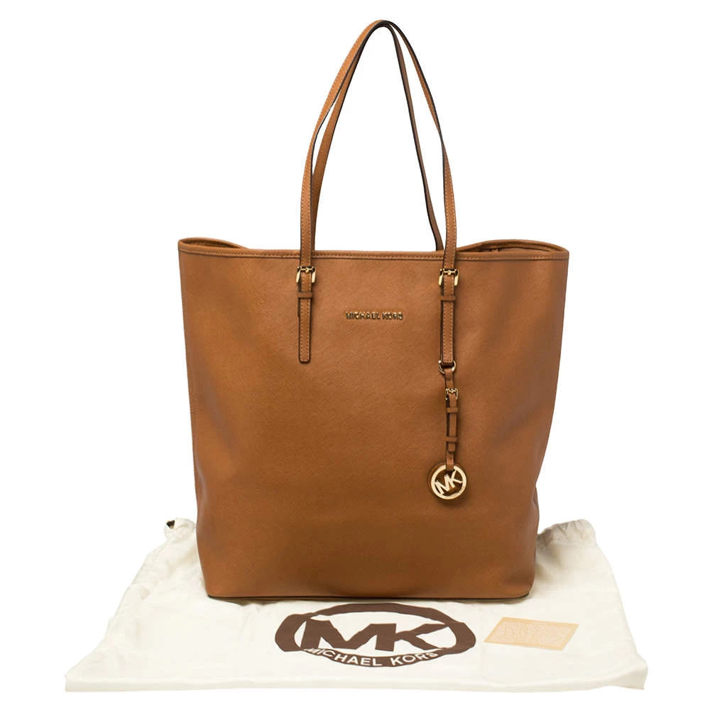 Michael Kors Brown Saffiano Leather XL Jet Set Travel Tote For Women - Image 12