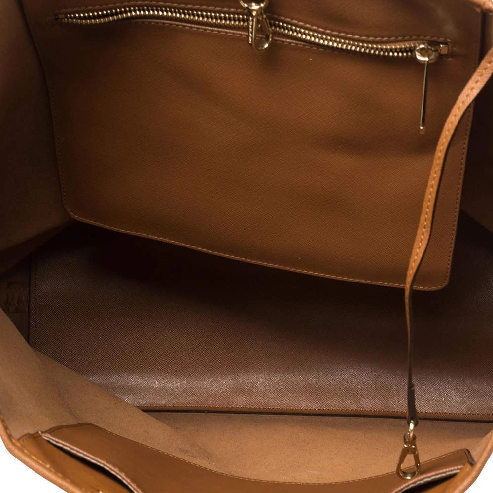 Michael Kors Brown Saffiano Leather XL Jet Set Travel Tote For Women - Image 8