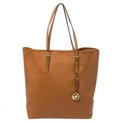 Michael Kors Brown Saffiano Leather XL Jet Set Travel Tote For Women