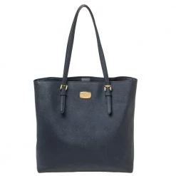 Michael Kors Navy Blue Leather Large Jet Set Travel Tote For Women