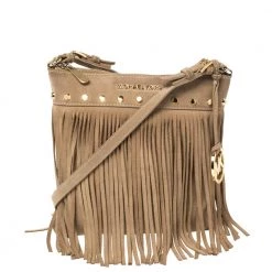 Michael Kors Beige Suede Fringe Billy Shoulder Bag For Women