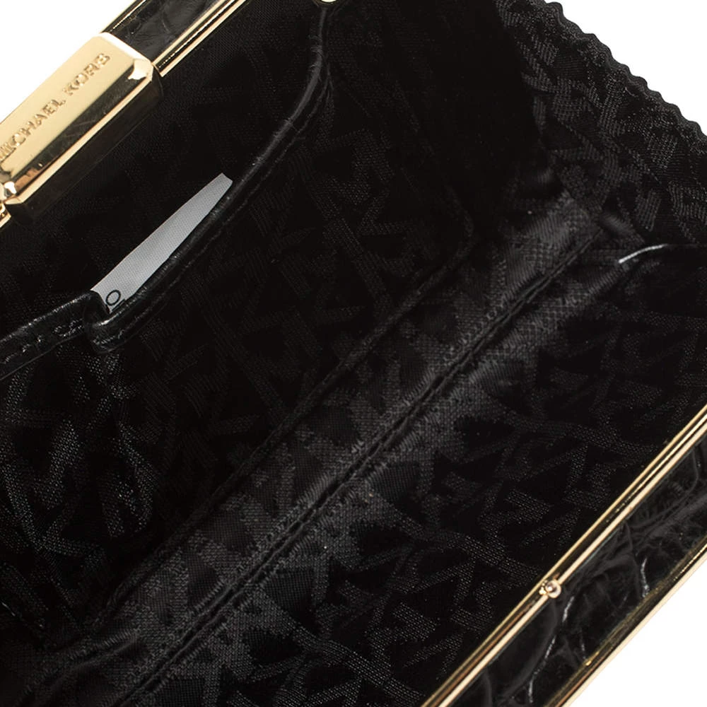 Michael Kors Black Pony Hair And Croc Embossed Leather Elsie Chain Clutch For Women - Image 7