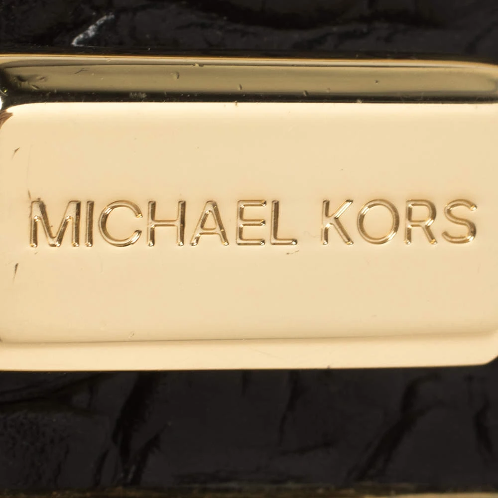 Michael Kors Black Pony Hair And Croc Embossed Leather Elsie Chain Clutch For Women - Image 9