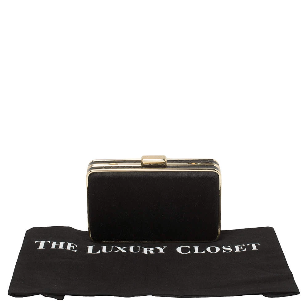 Michael Kors Black Pony Hair And Croc Embossed Leather Elsie Chain Clutch For Women - Image 8