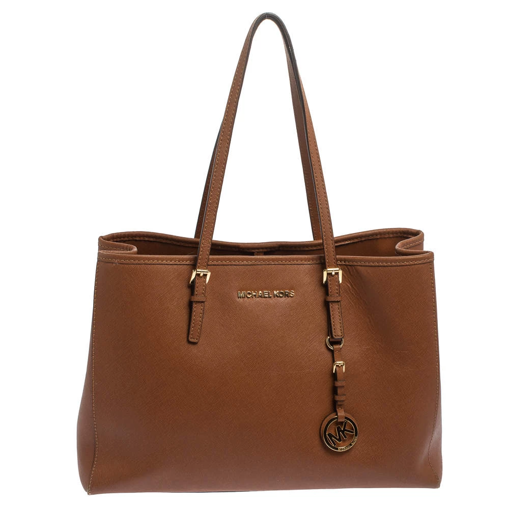 Michael Kors Brown Leather Large Jet Set Tote For Women