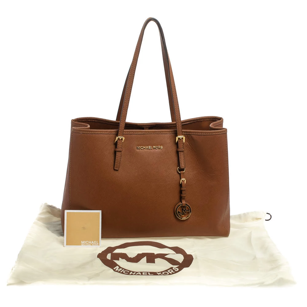 Michael Kors Brown Leather Large Jet Set Tote For Women - Image 12