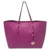 Michael Kors Purple Saffiano Leather Large Jet Set Travel Tote For Women