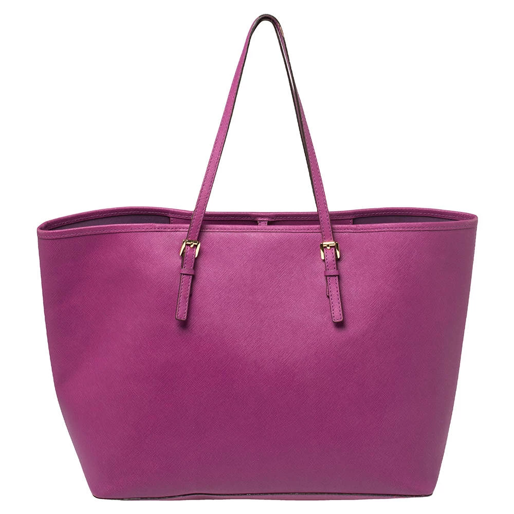 Michael Kors Purple Saffiano Leather Large Jet Set Travel Tote For Women - Image 4