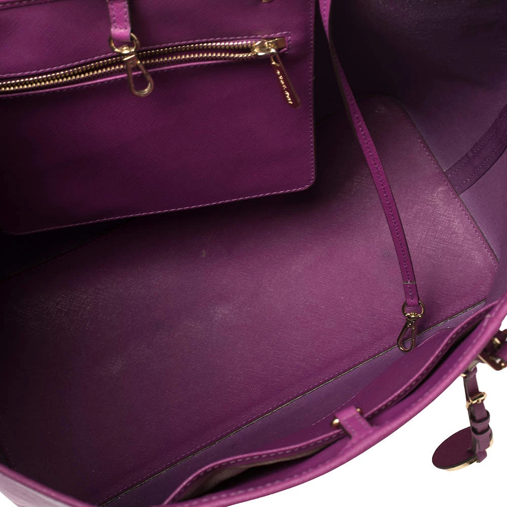 Michael Kors Purple Saffiano Leather Large Jet Set Travel Tote For Women - Image 8