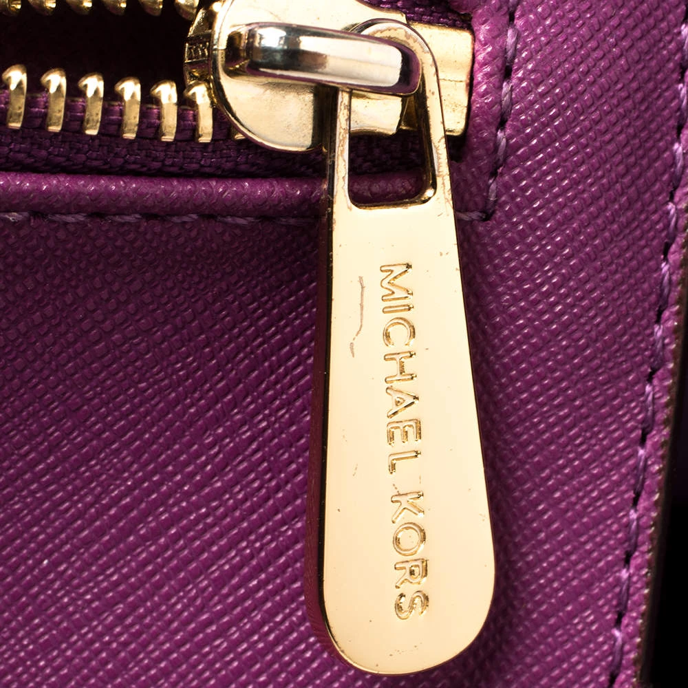Michael Kors Purple Saffiano Leather Large Jet Set Travel Tote For Women - Image 9