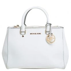 MICHAEL Michael Kors White Leather Medium Sutton Tote For Women