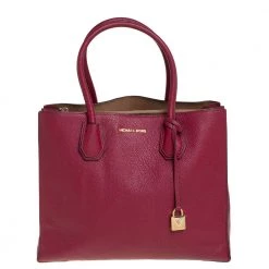 Michael Kors Burgundy Grained Leather Large Mercer Tote For Women