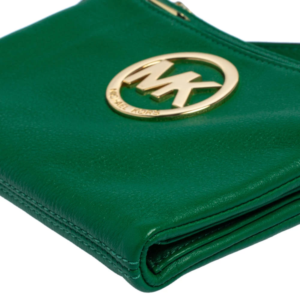 Michael Kors Green Leather Fulton Crossbody Bag For Women - Image 10