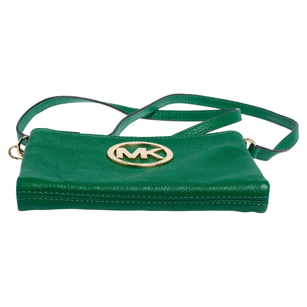 Michael Kors Green Leather Fulton Crossbody Bag For Women - Image 6