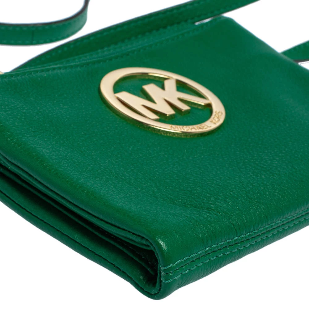 Michael Kors Green Leather Fulton Crossbody Bag For Women - Image 11