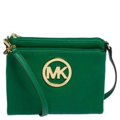Michael Kors Green Leather Fulton Crossbody Bag For Women