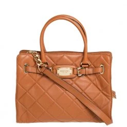 Michael Kors Tan Large Quilted Leather Hamilton Tote For Women