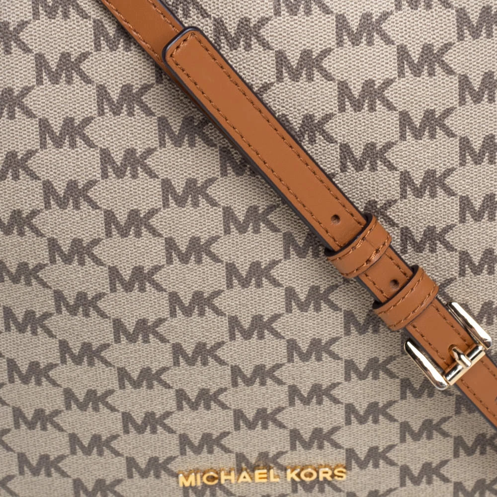 Michael Kors Beige/Brown Signature Coated Canvas And Leather Jet Set Hobo For Women - Image 5