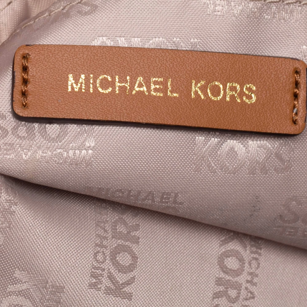 Michael Kors Beige/Brown Signature Coated Canvas And Leather Jet Set Hobo For Women - Image 8