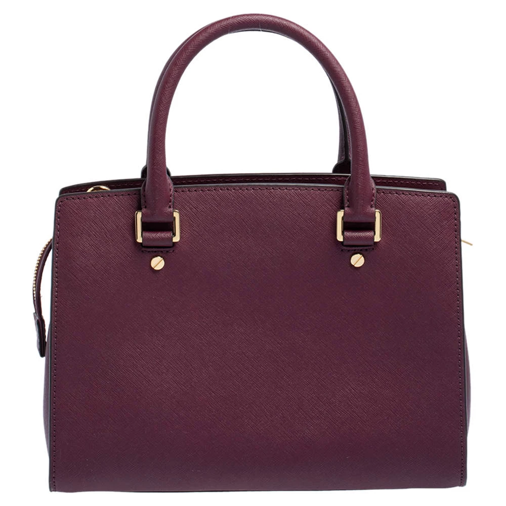 Michael Kors Burgundy Saffiano Leather Savannah Satchel For Women - Image 4