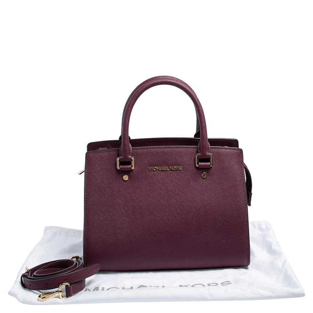 Michael Kors Burgundy Saffiano Leather Savannah Satchel For Women - Image 9