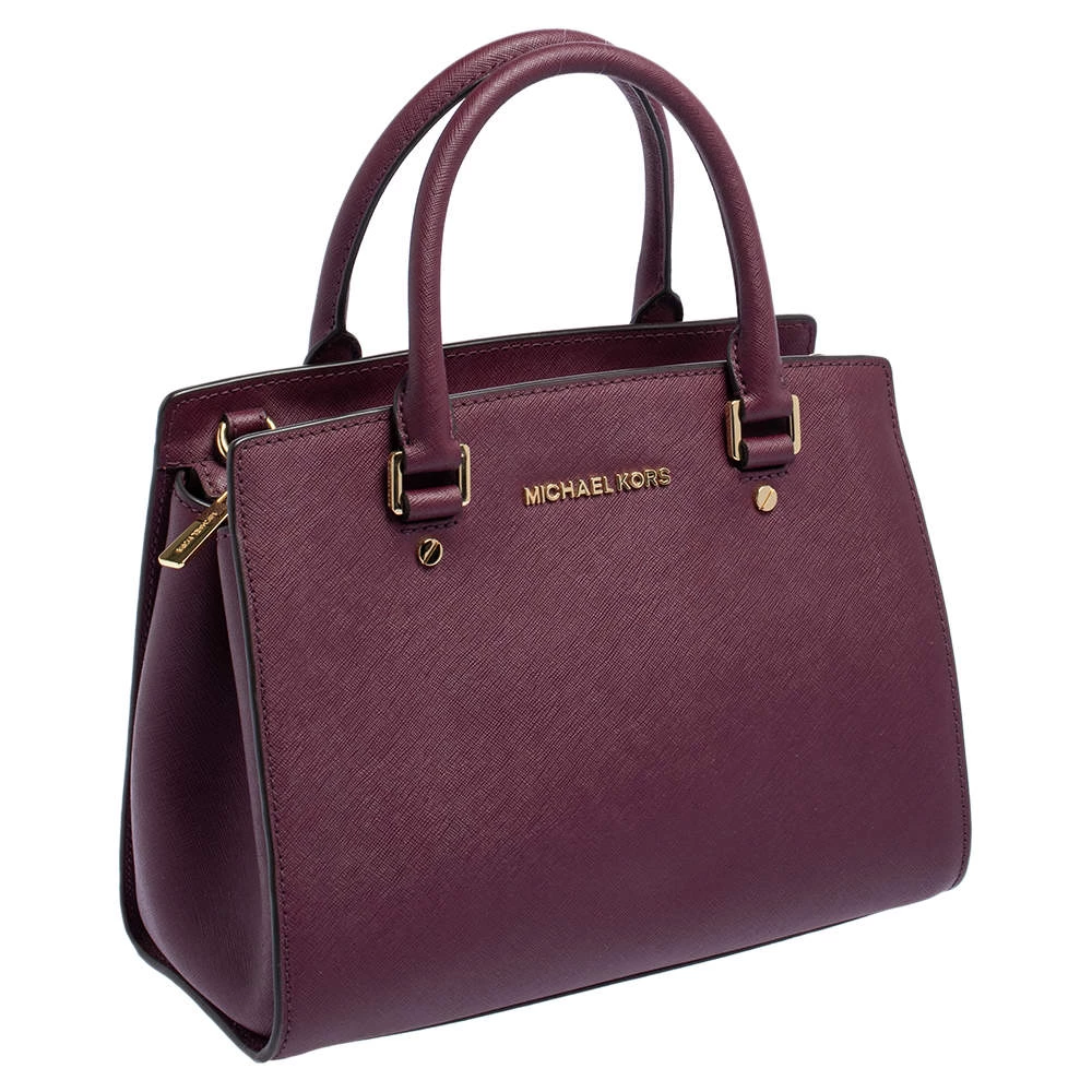 Michael Kors Burgundy Saffiano Leather Savannah Satchel For Women - Image 3