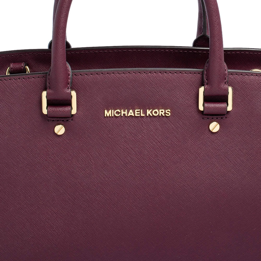 Michael Kors Burgundy Saffiano Leather Savannah Satchel For Women - Image 5