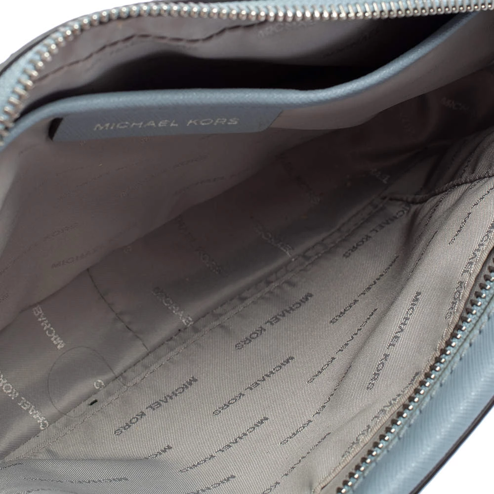 Michael Kors Powder Blue Patent Leather Jet Set Crossbody Bag For Women - Image 7