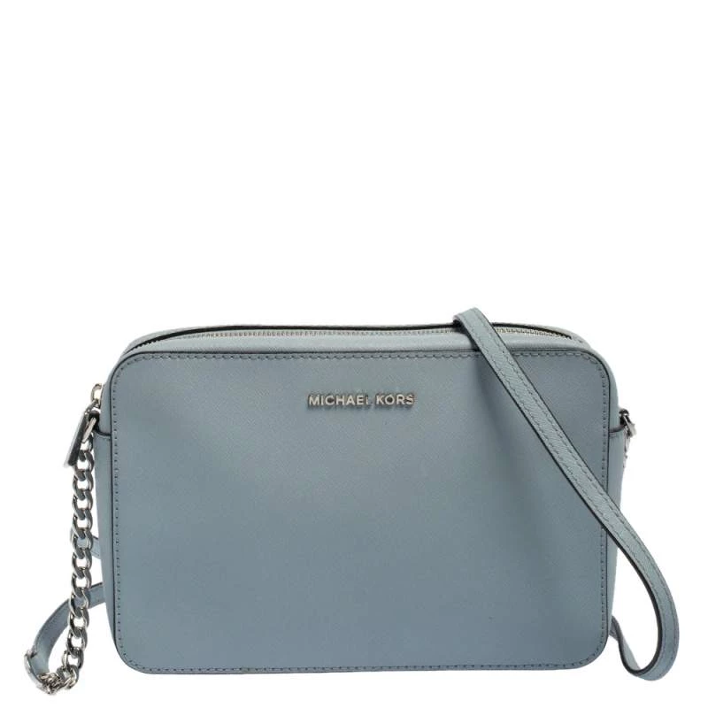 Michael Kors Powder Blue Patent Leather Jet Set Crossbody Bag For Women