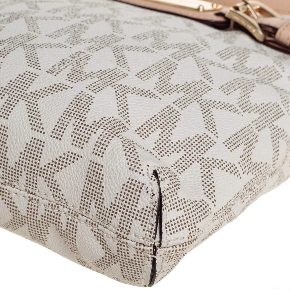 Michael Kors Cream/Tan Coated Canvas And Leather Hamilton Crossbody Bag For Women - Image 10