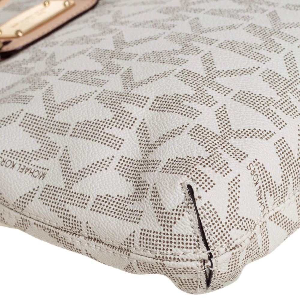 Michael Kors Cream/Tan Coated Canvas And Leather Hamilton Crossbody Bag For Women - Image 11