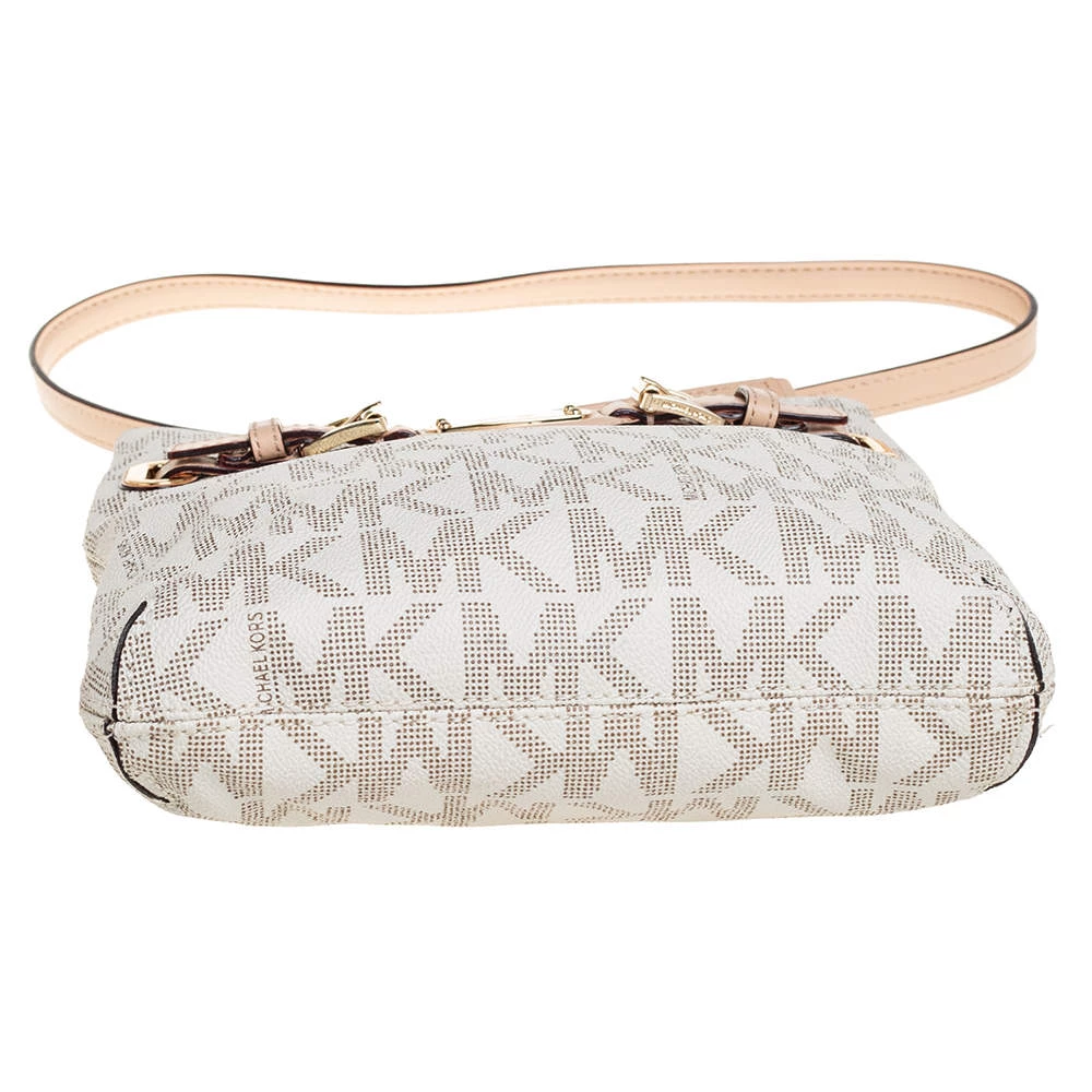 Michael Kors Cream/Tan Coated Canvas And Leather Hamilton Crossbody Bag For Women - Image 6