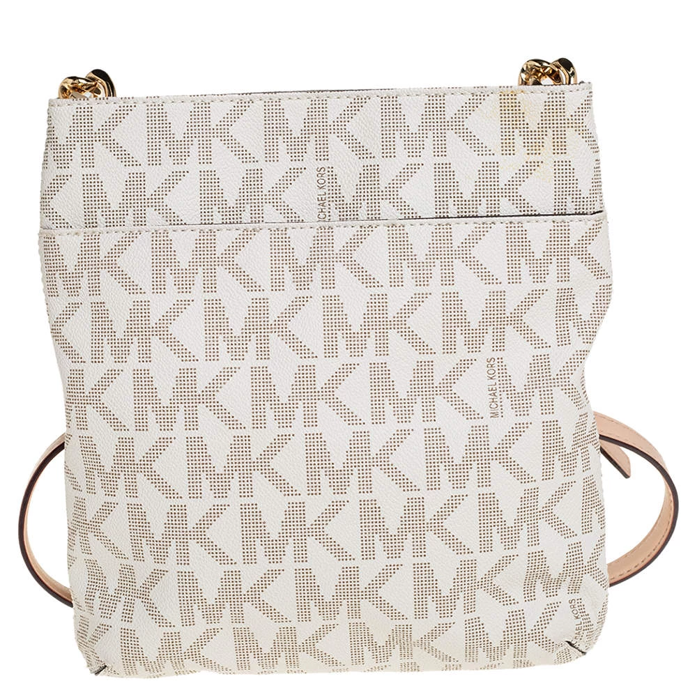 Michael Kors Cream/Tan Coated Canvas And Leather Hamilton Crossbody Bag For Women - Image 4