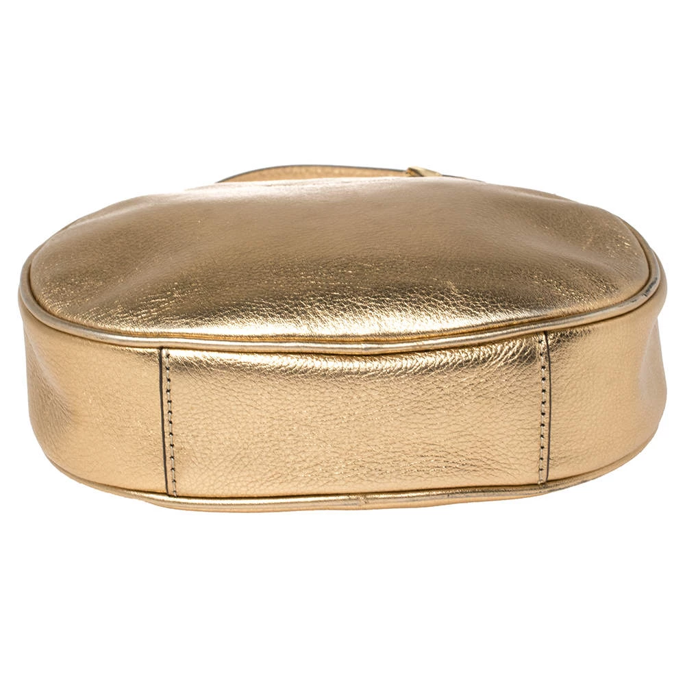 Michael Kors Metallic Gold Leather Medium Ginny Crossbody Bag For Women - Image 6