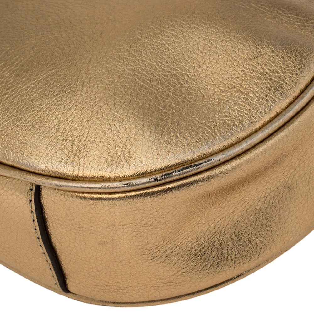 Michael Kors Metallic Gold Leather Medium Ginny Crossbody Bag For Women - Image 11
