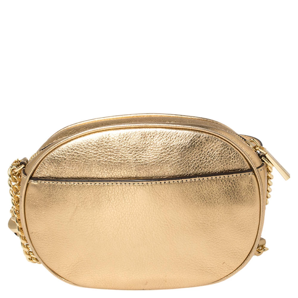 Michael Kors Metallic Gold Leather Medium Ginny Crossbody Bag For Women - Image 4