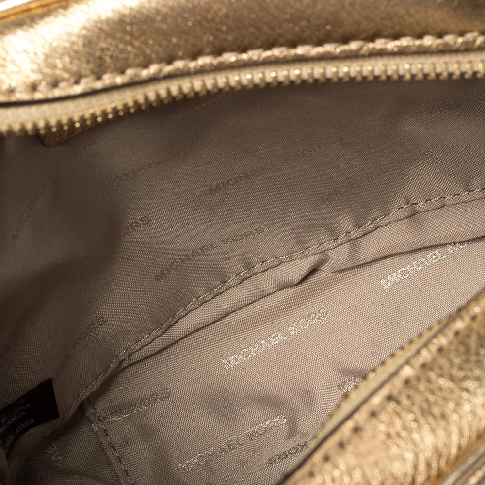 Michael Kors Metallic Gold Leather Medium Ginny Crossbody Bag For Women - Image 7