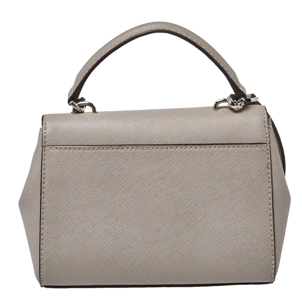 Michael Kors Grey Leather Mini Ava Top Handle Bag For Women - Image 4
