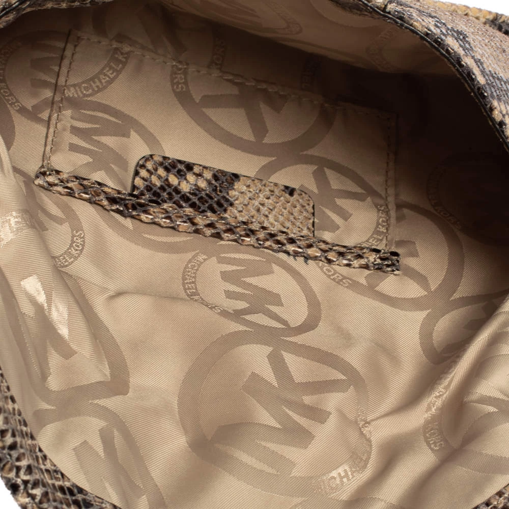 Michael Kors Dark Sand Python Effect Leather Heidi Clutch For Women - Image 10