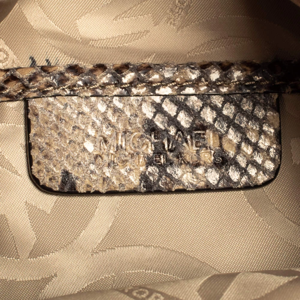 Michael Kors Dark Sand Python Effect Leather Heidi Clutch For Women - Image 12