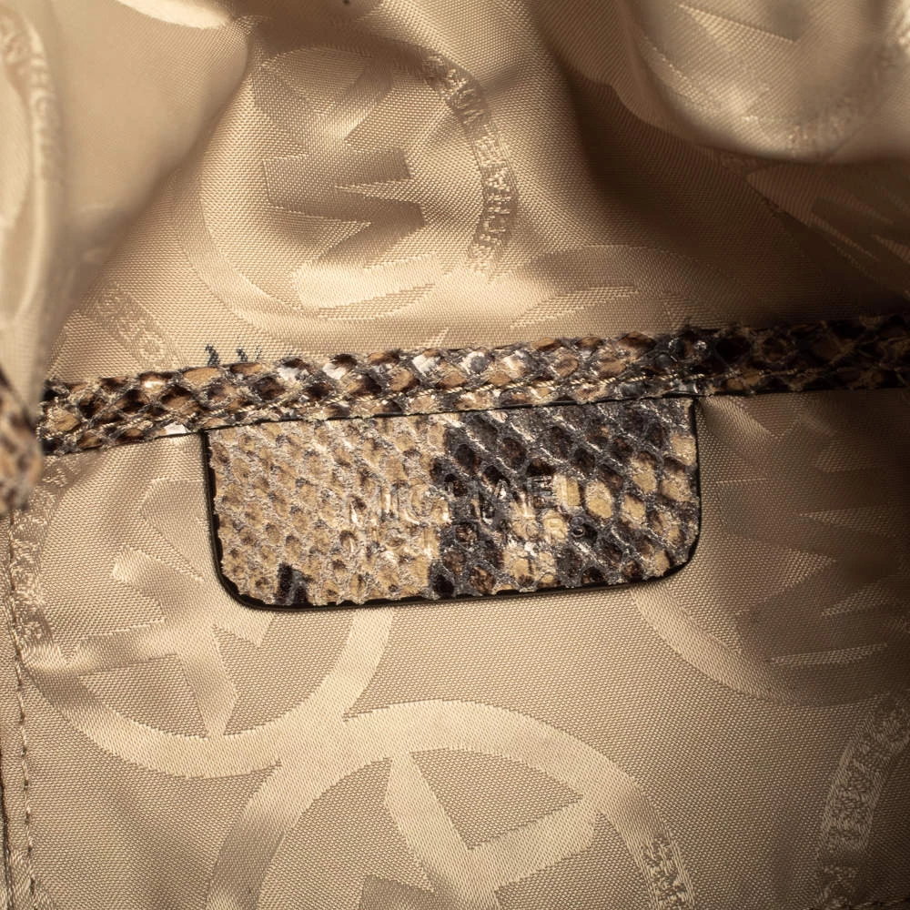 Michael Kors Dark Sand Python Effect Leather Heidi Clutch For Women - Image 11