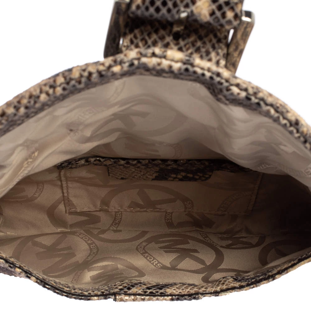 Michael Kors Dark Sand Python Effect Leather Heidi Clutch For Women - Image 8