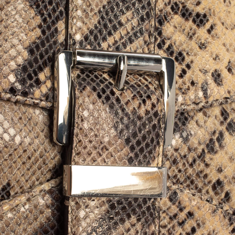 Michael Kors Dark Sand Python Effect Leather Heidi Clutch For Women - Image 5