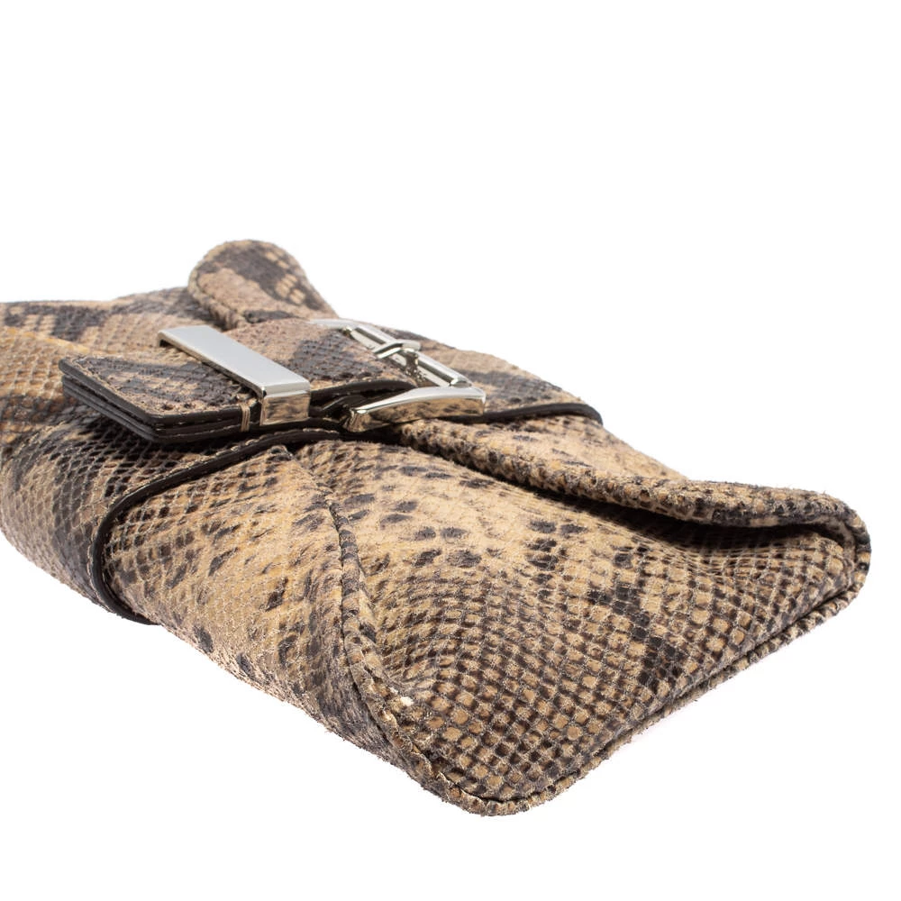 Michael Kors Dark Sand Python Effect Leather Heidi Clutch For Women - Image 14