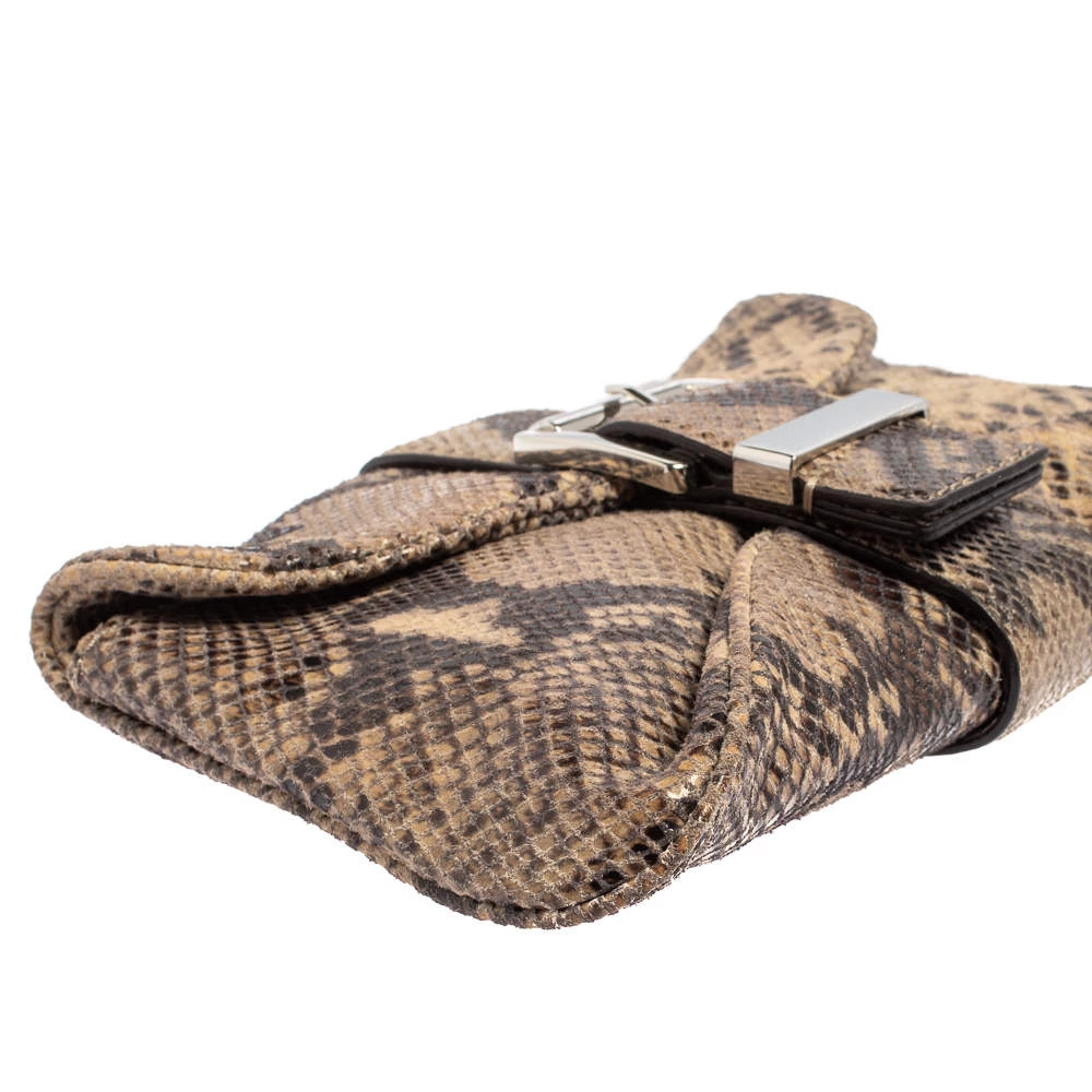 Michael Kors Dark Sand Python Effect Leather Heidi Clutch For Women - Image 15