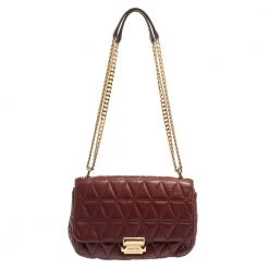 Michael Kors Burgundy Leather Large Sloan Shoulder Bag For Women