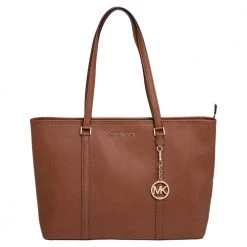Michael Kors Brown Saffiano Leather Large Jet Set Tote For Women