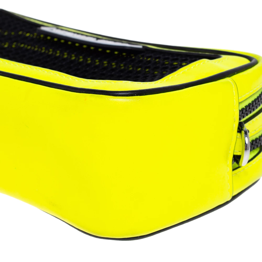 Michael Kors Neon Yellow/Black Leather And Mesh Sport Danika Crossbody Bag For Women - Image 11